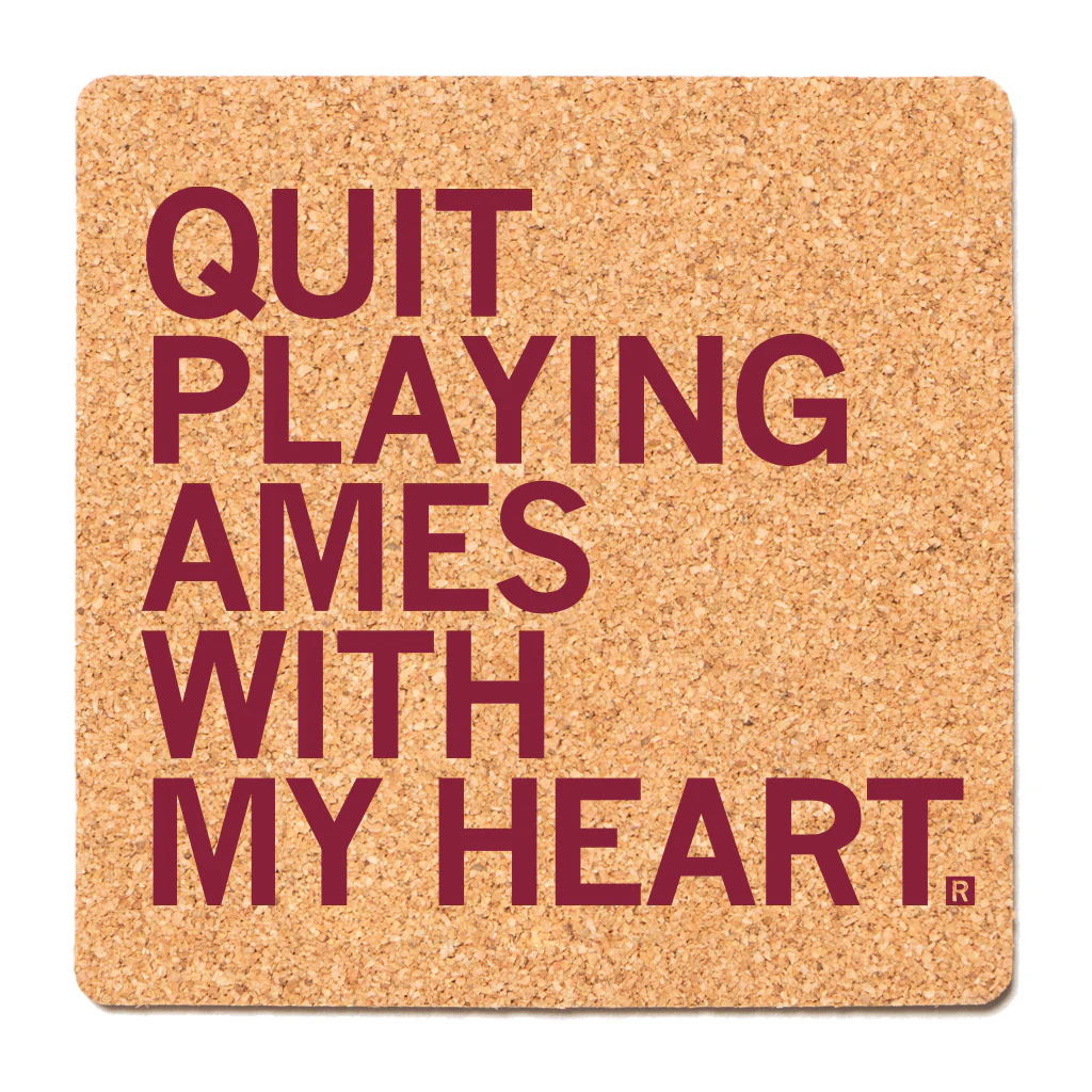 Ames With My Heart Cork Coaster