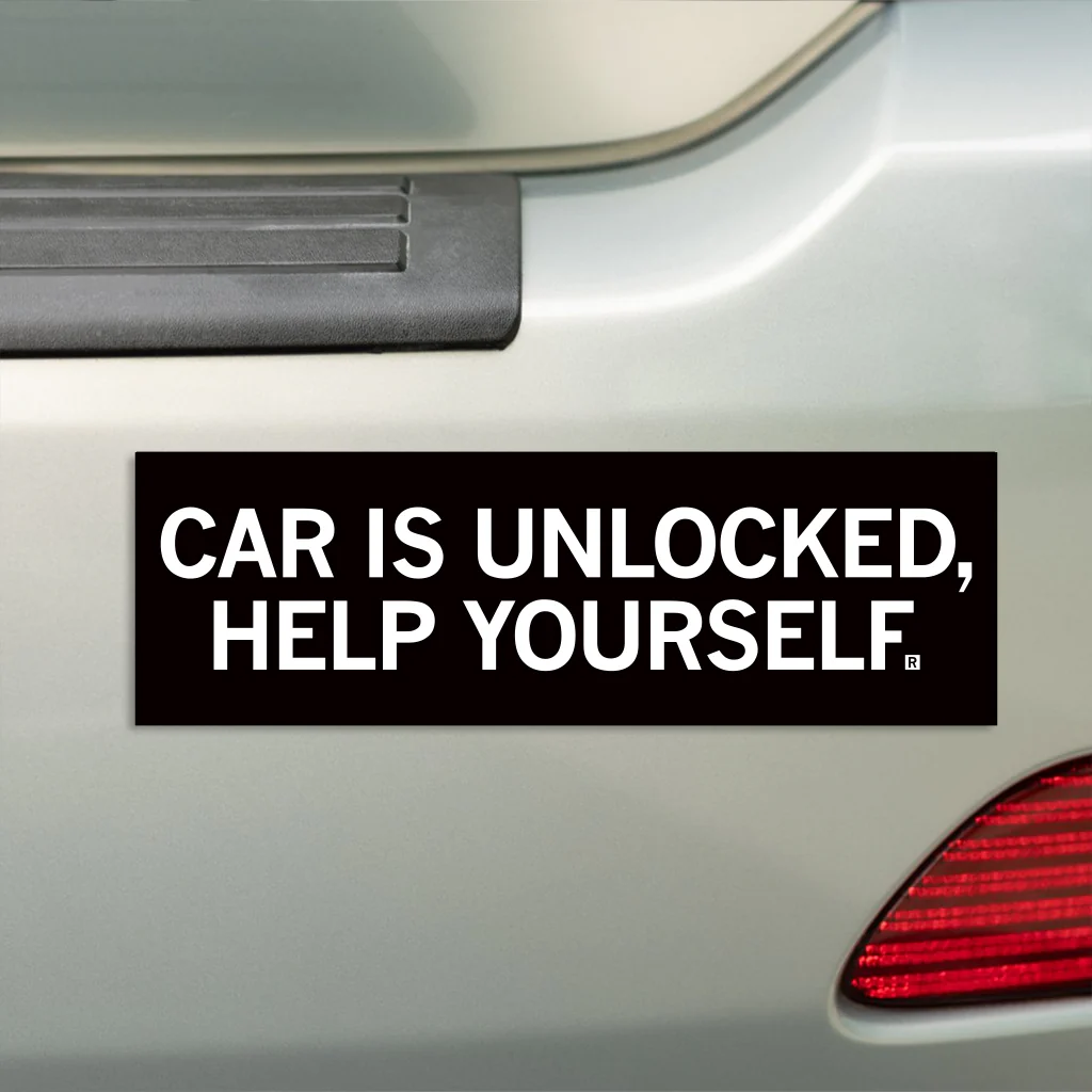 Car Is Unlocked Bumper Sticker - Image 2