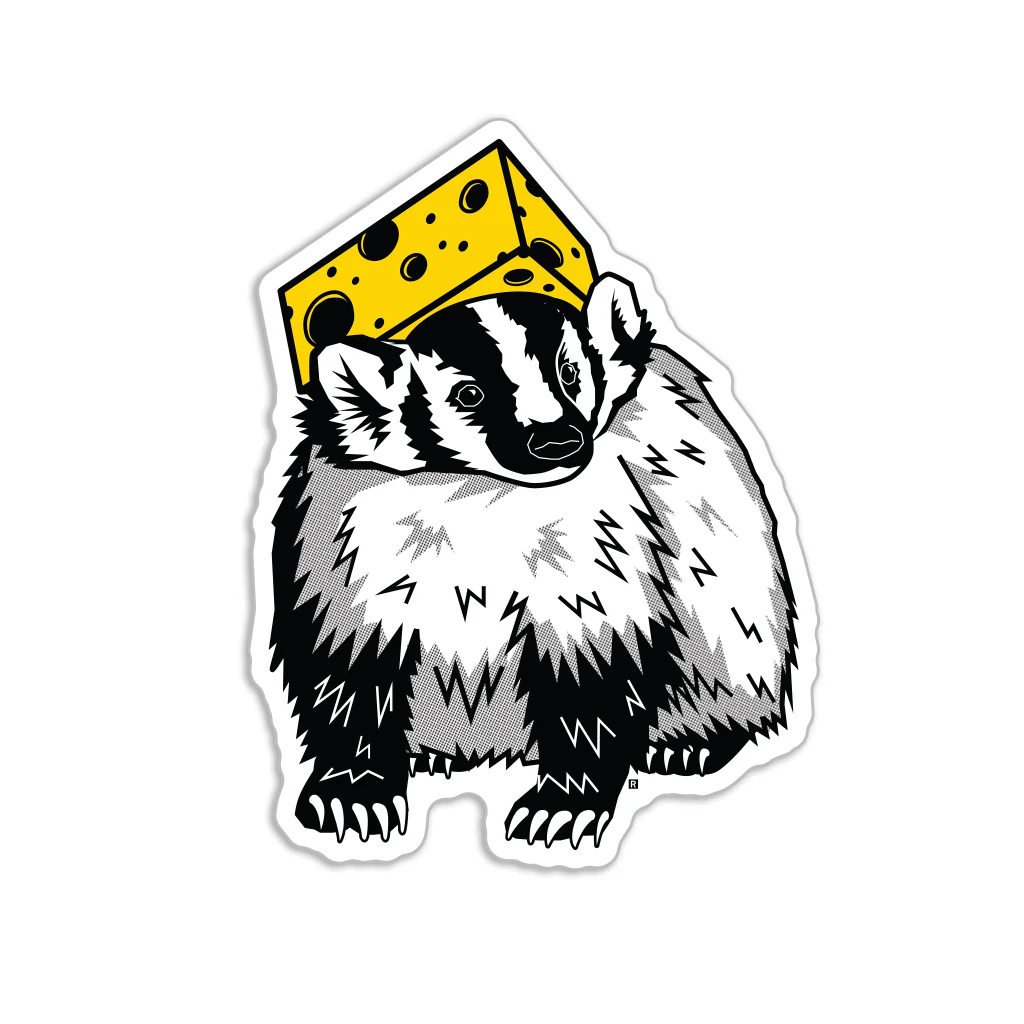 Cheesehead Badger Die-Cut Sticker