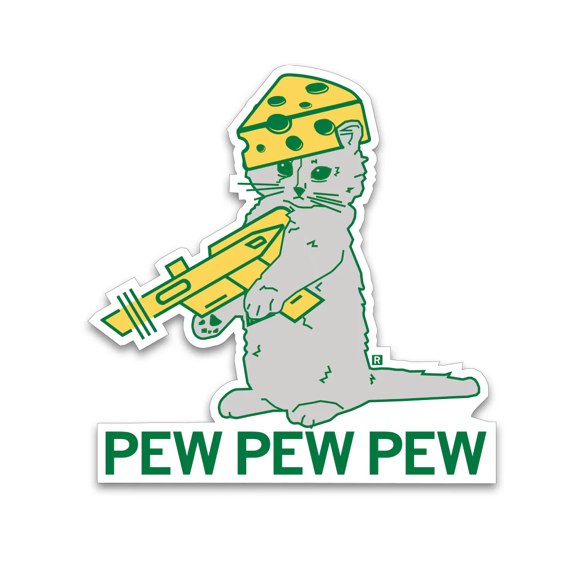 Cheesehead Pew Pew Pew Die-Cut Sticker