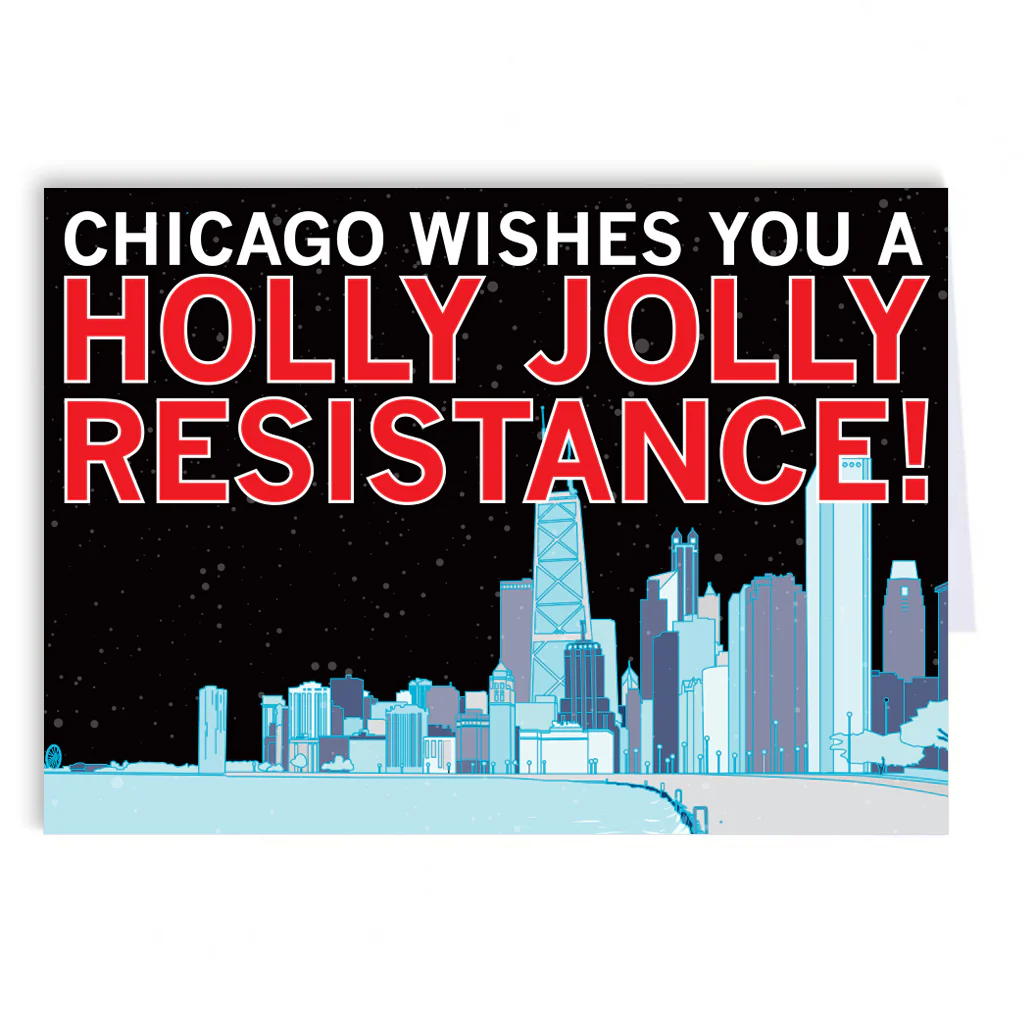 Chicago Holly Jolly Resistance Greeting Card