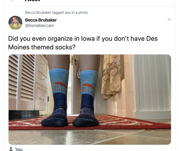 Des Moines Skyline Umbrella Colorized Socks - Red Umbrella - Image 3