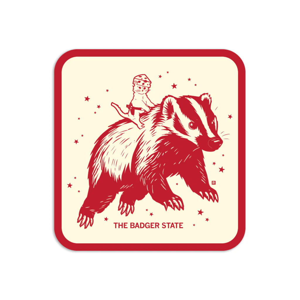 Gary Riding Badger Die-Cut Sticker