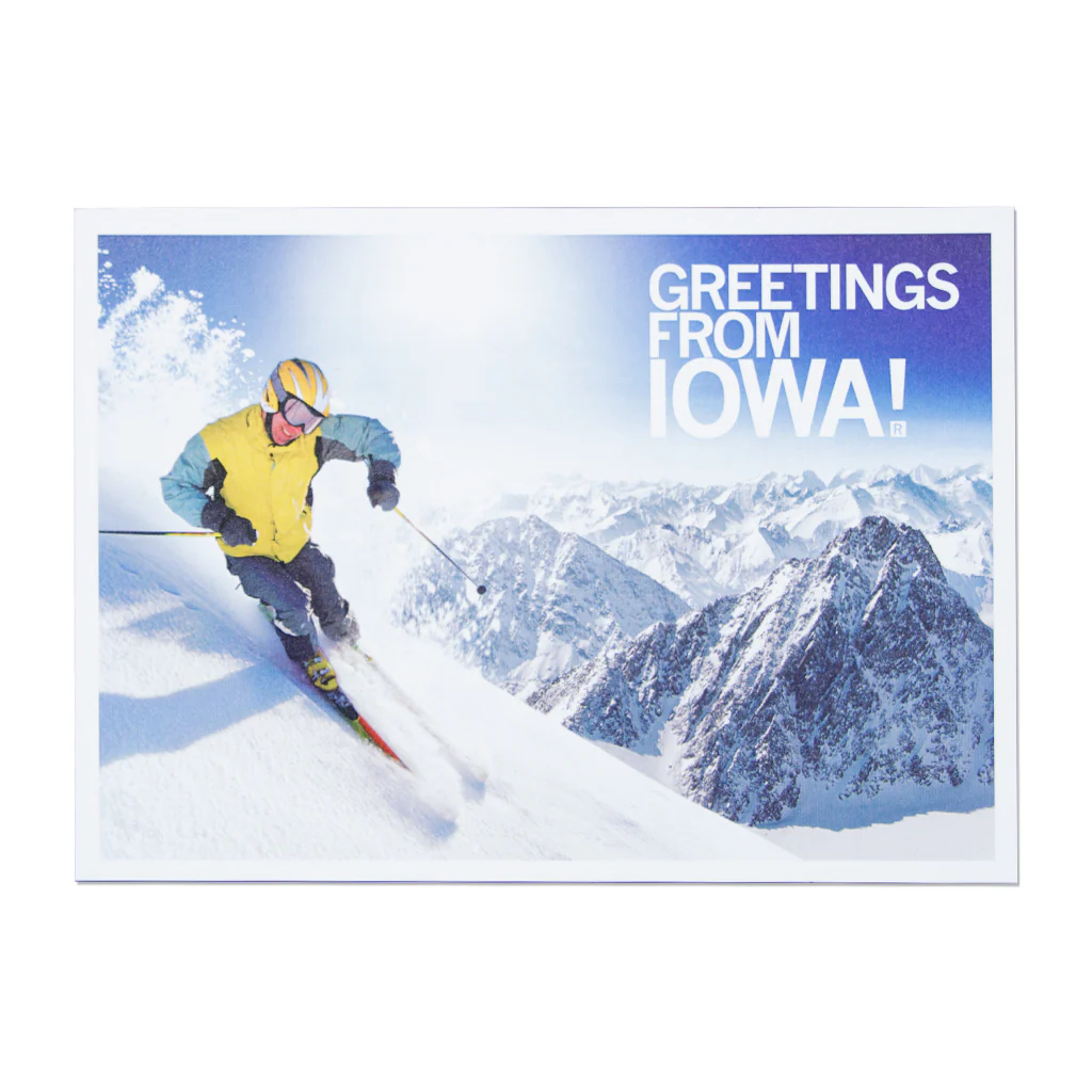 Greetings Iowa Skiing Postcard