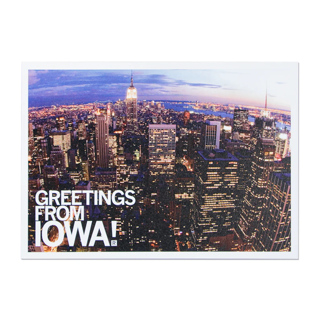 Greetings Iowa Skyline Postcard