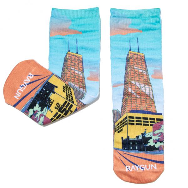 Hancock Building Colorized Socks - Orange/Blue - Image 2