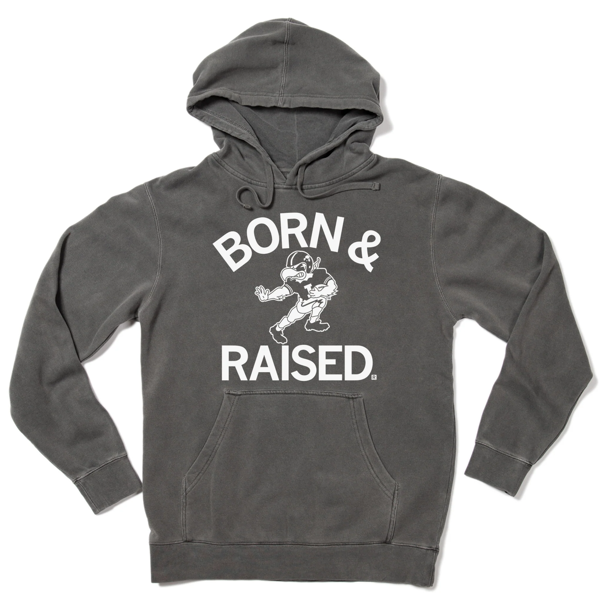 Hawkeyes Born & Raised Vintage Pullover Hoodie - Image 2