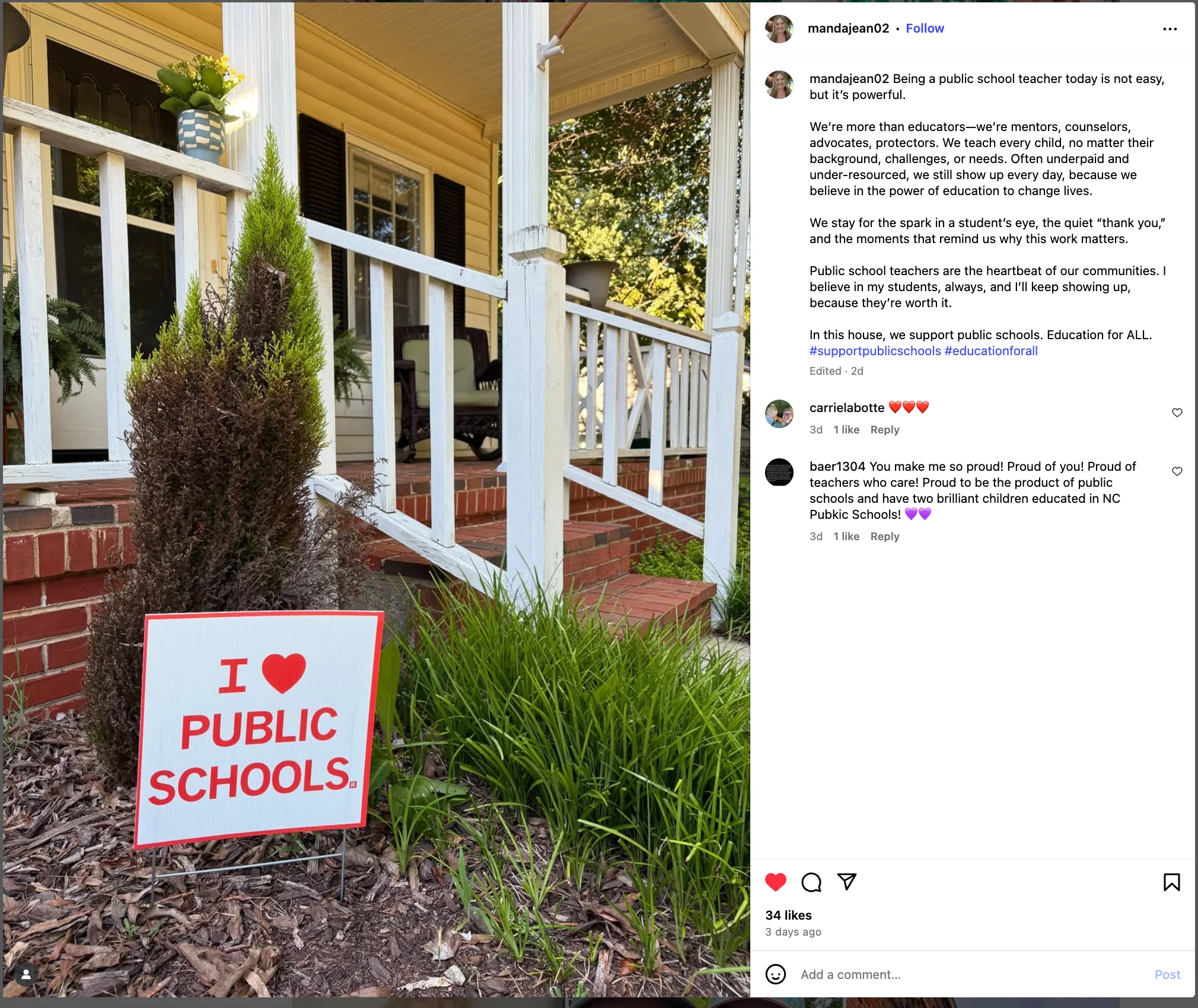 I Heart Public Schools Yard Sign - Image 4