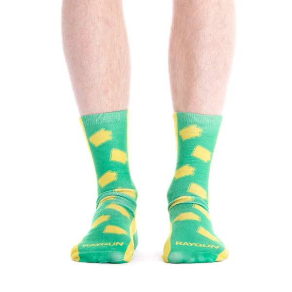 Iowa Outline Socks - Green/Yellow - Image 3