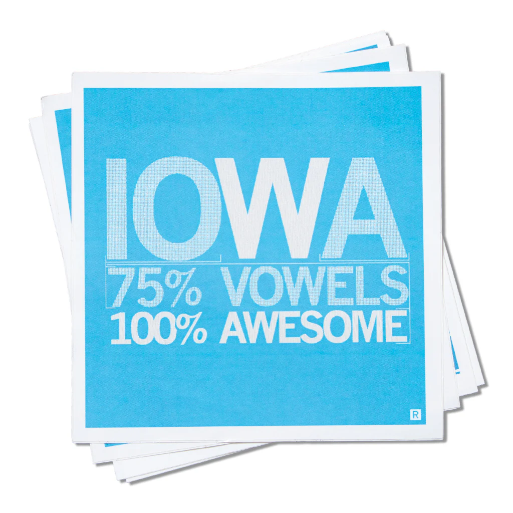 Iowa Vowels Sticker - Blue