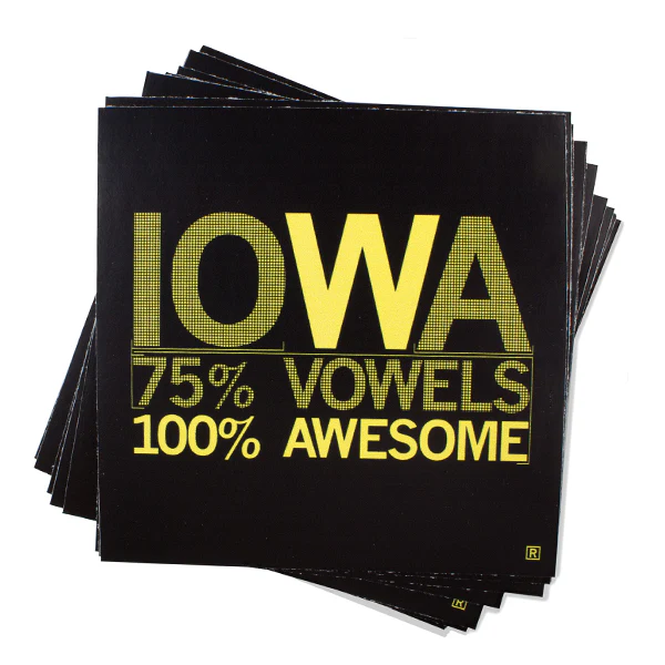 Iowa Vowels Sticker - Black