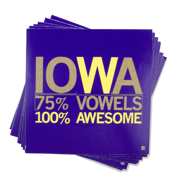 Iowa Vowels Sticker - Purple