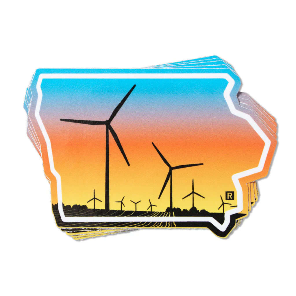 Iowa Wind Turbine Full Color Die-Cut Sticker