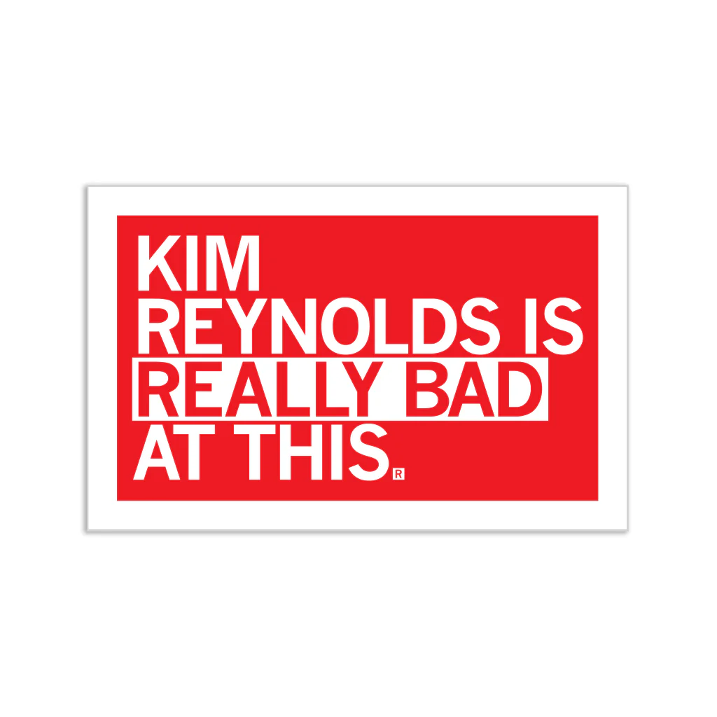 Kim Reynolds Is Really Bad At This Sticker