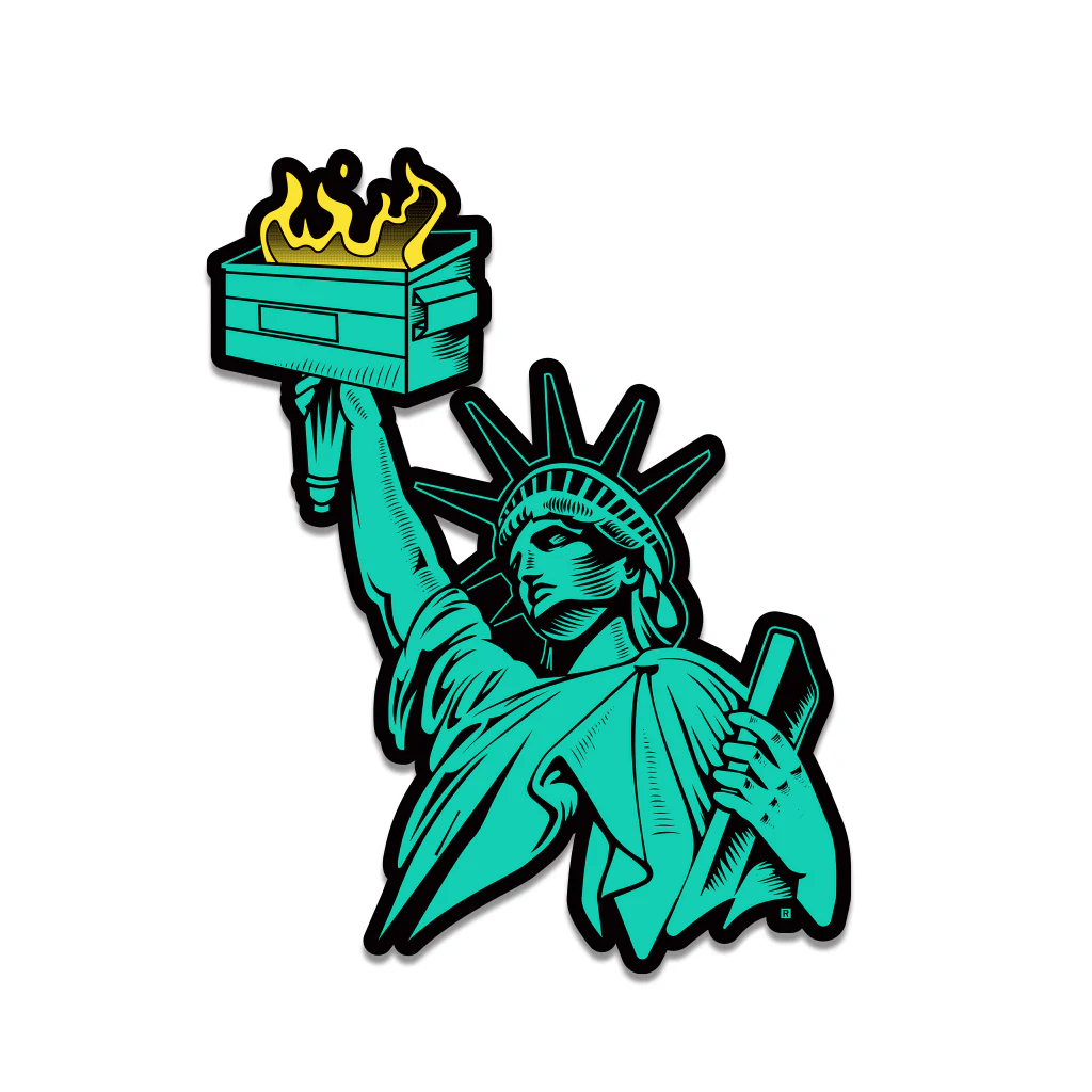 Lady Liberty Dumpster Fire Die-Cut Sticker