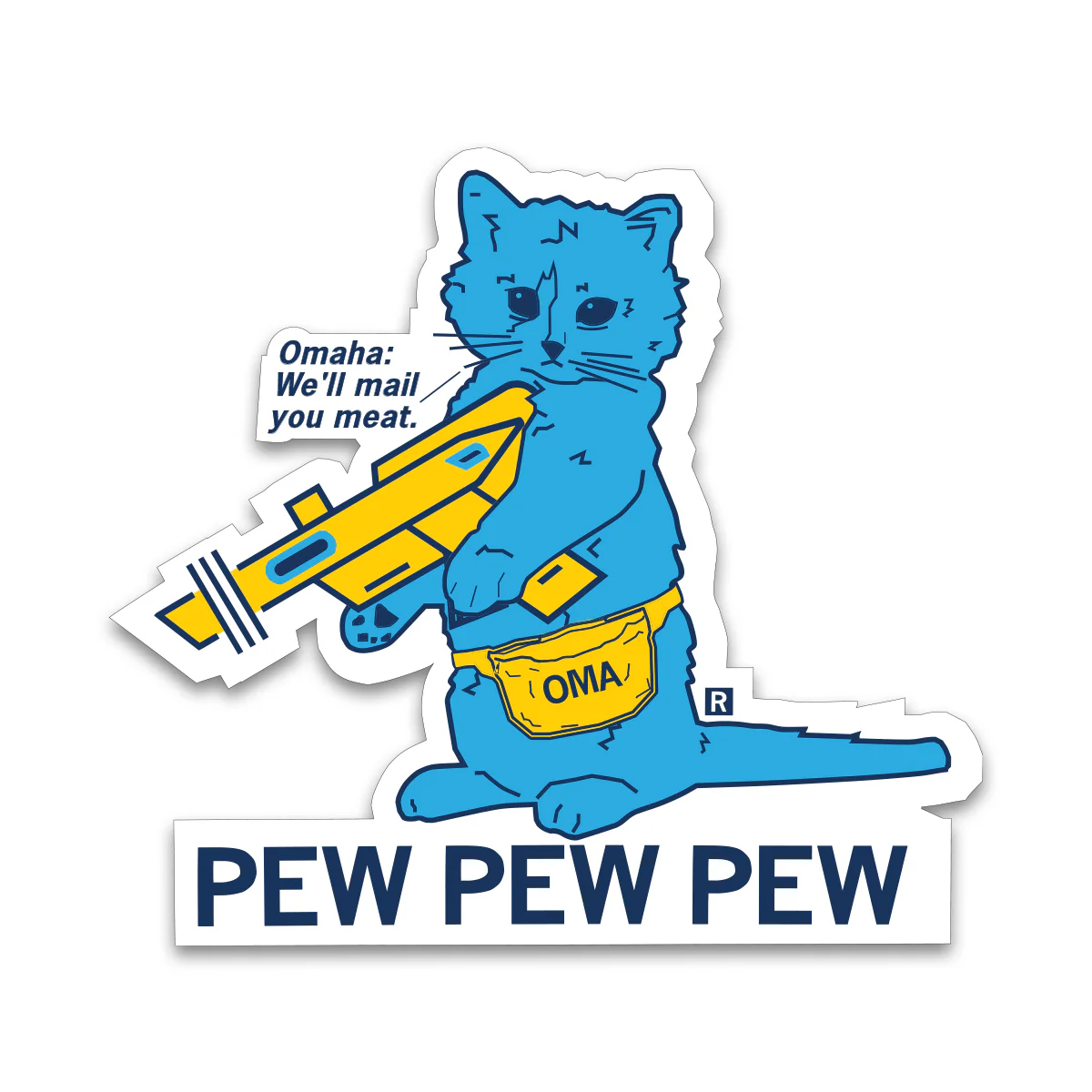 Mail You Meat Pew Pew Pew Die-Cut Sticker