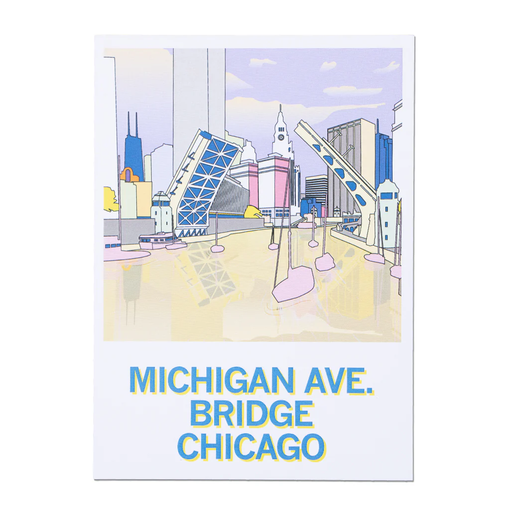 Michigan Avenue Bridge Illustration Postcard