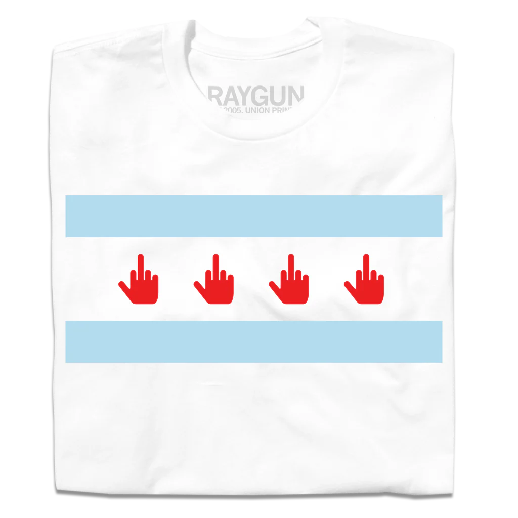 Middle Finger Chicago Flag White