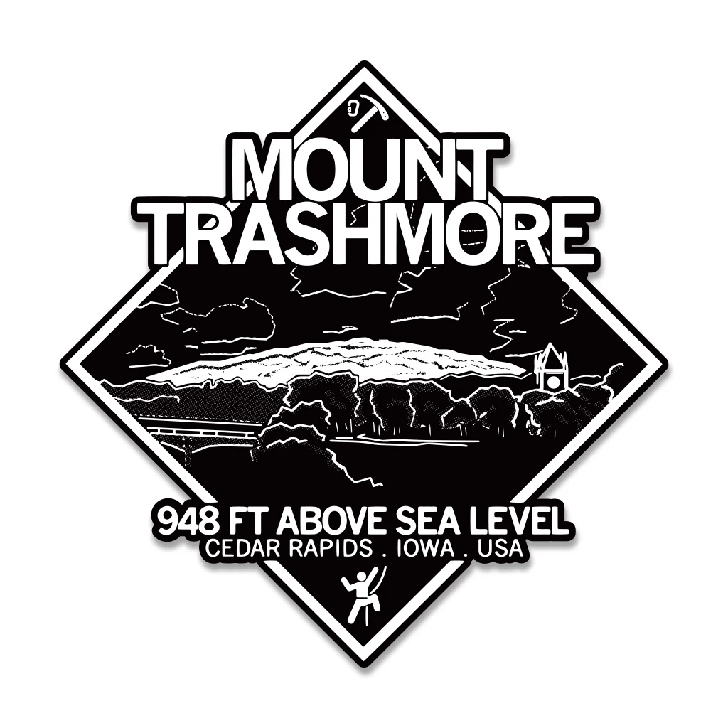 Mt. Trashmore Black & White Die-Cut Sticker