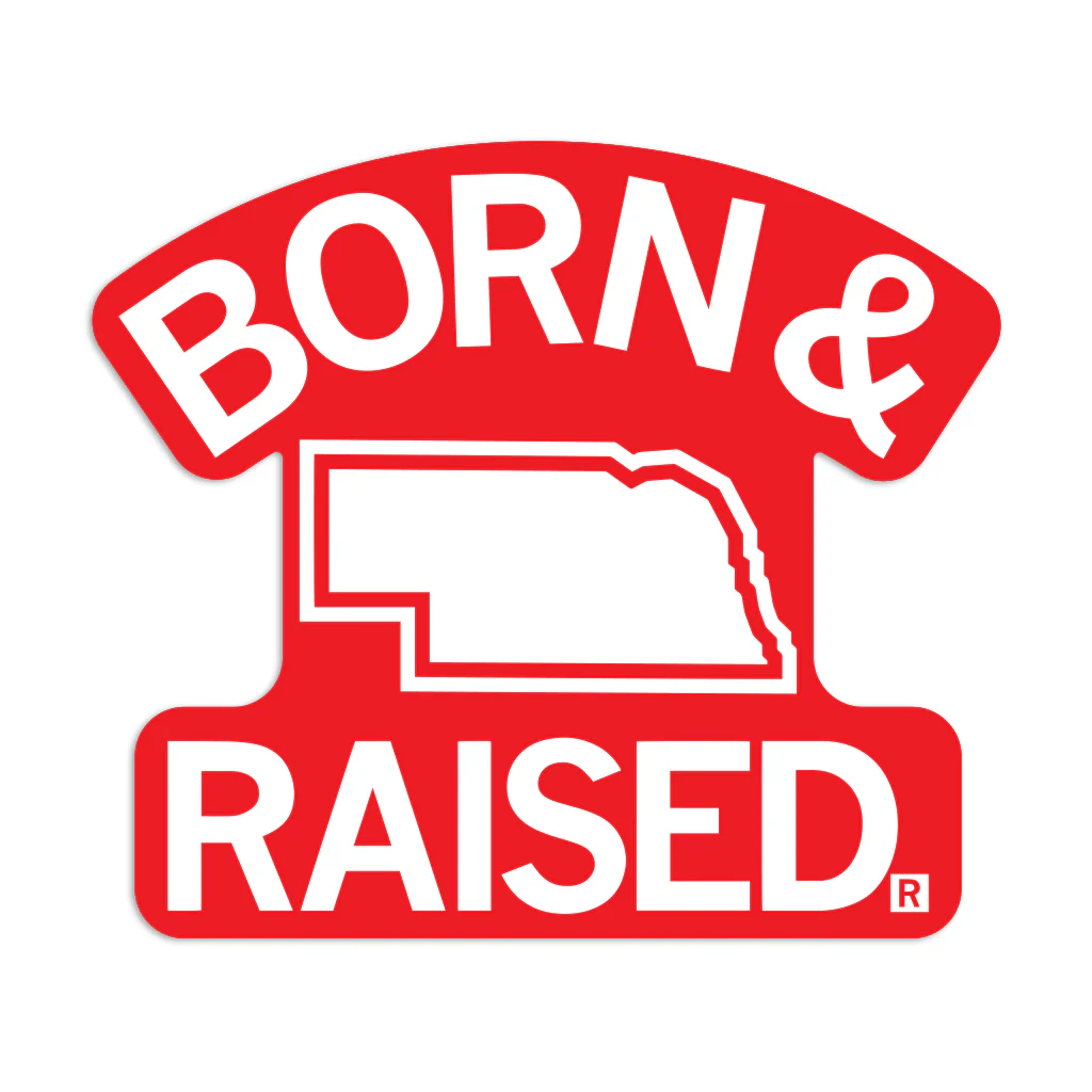 NE Born & Raised Red Die-Cut Sticker