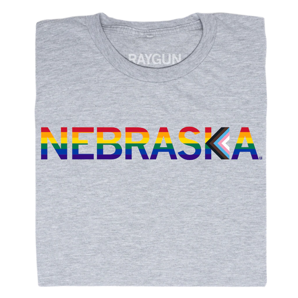Nebraska Text Progress Pride Flag