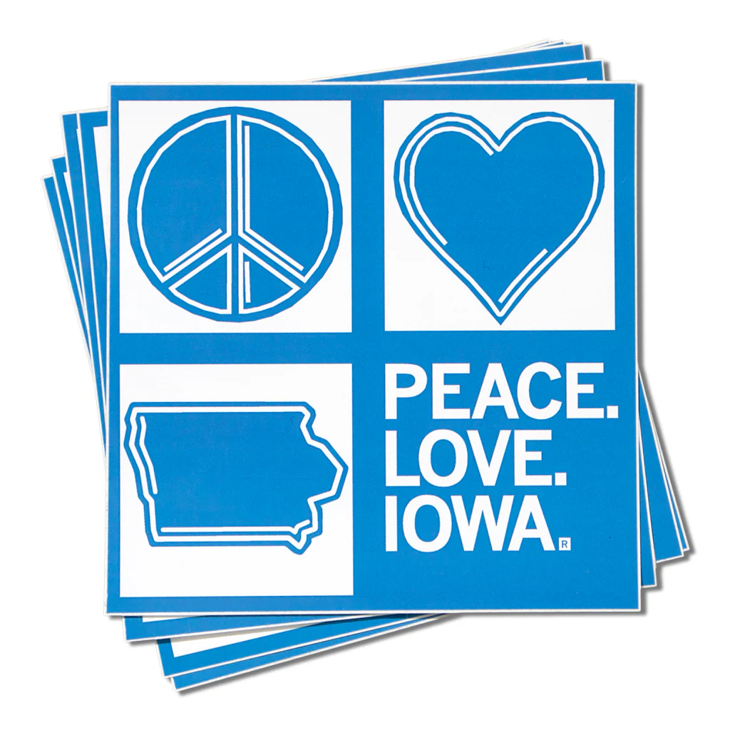 Peace Love Iowa Sticker