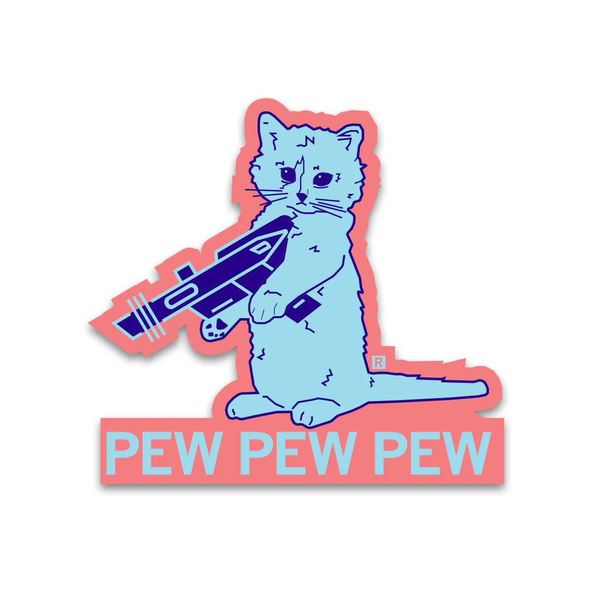 Pew Pew Pew Baby Blue Die-Cut Sticker