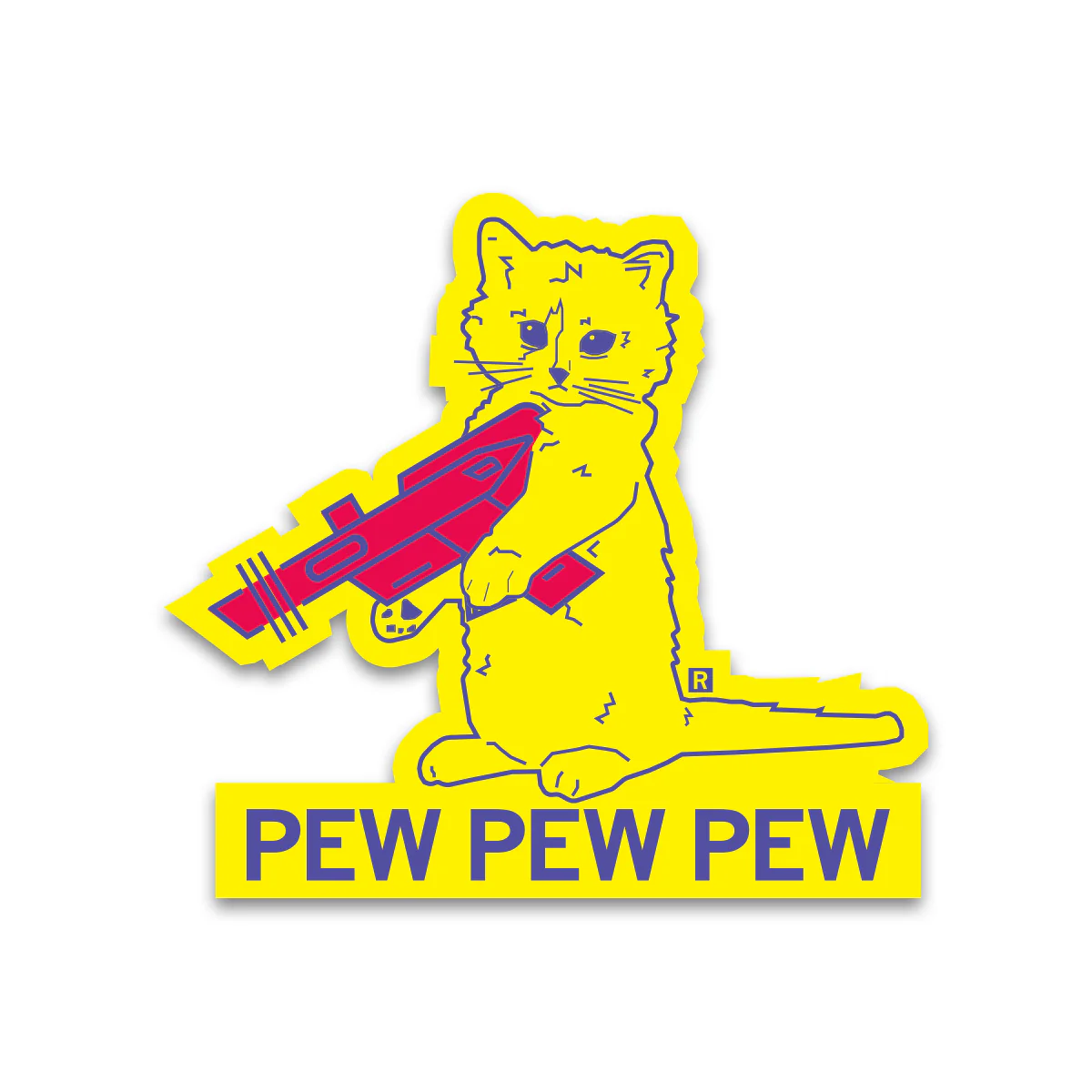 Pew Pew Pew Neon Yellow Die-Cut Sticker