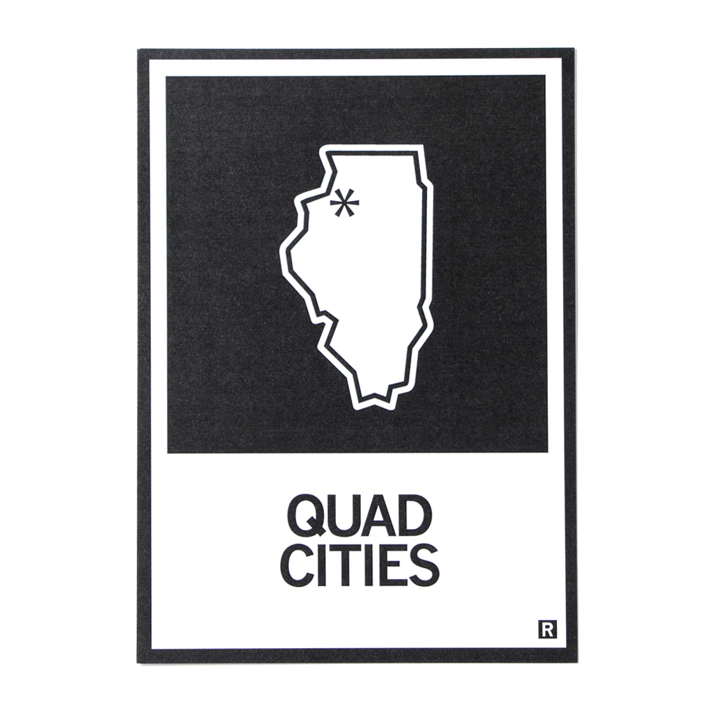 Quad Cities, Illinois Outline Postcard