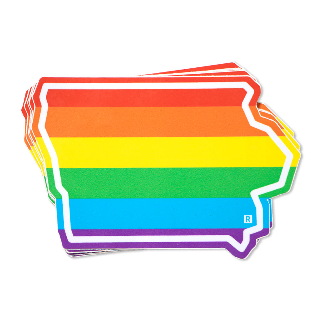 Rainbow Iowa Outline Die-Cut Sticker