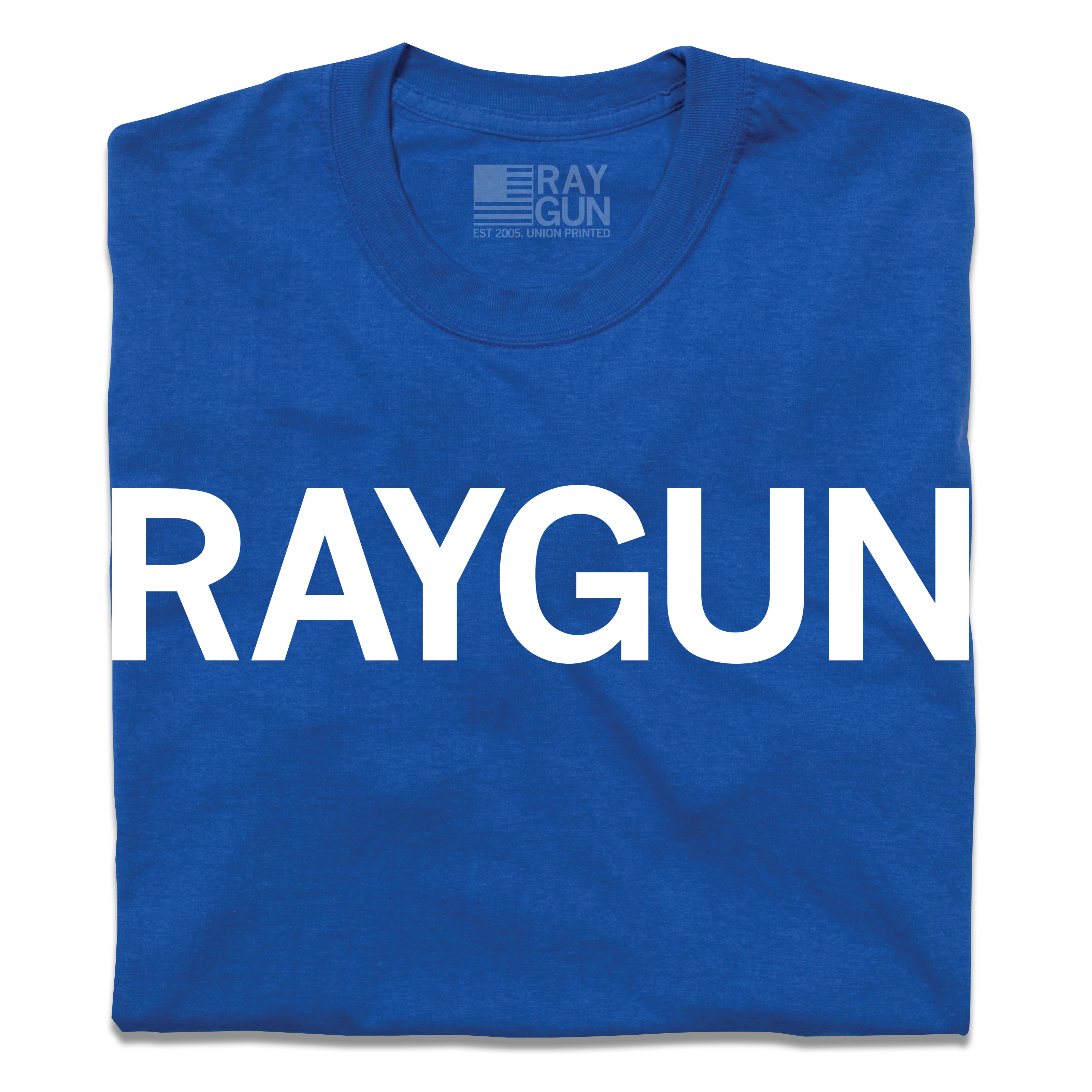 RAYGUN Block Text Logo Blue Union Made