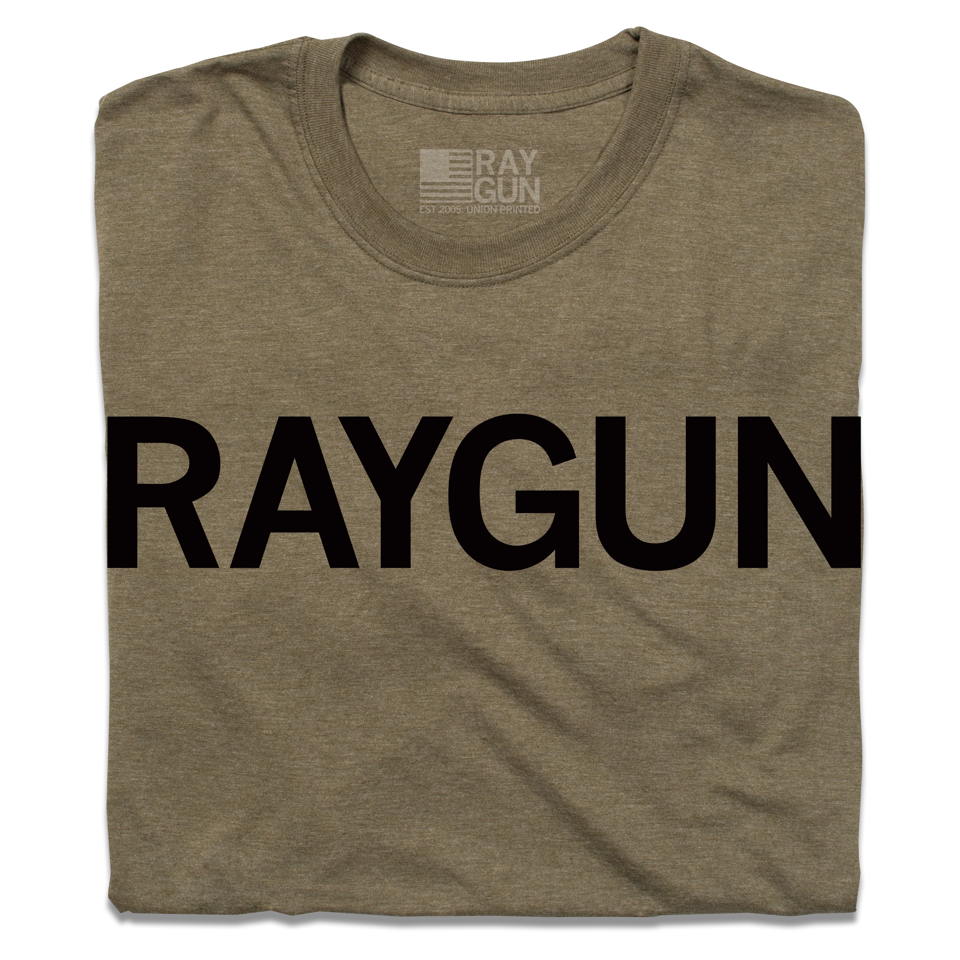 RAYGUN Block Text Logo Military Green Union Made