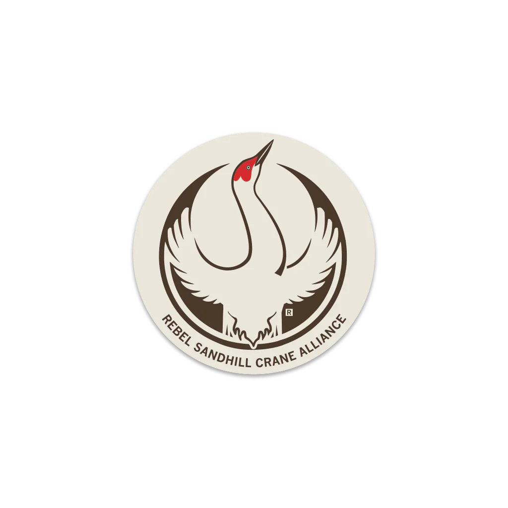 Rebel Sandhill Crane Alliance Circle Sticker