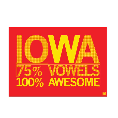 Iowa Vowels Postcard - Red
