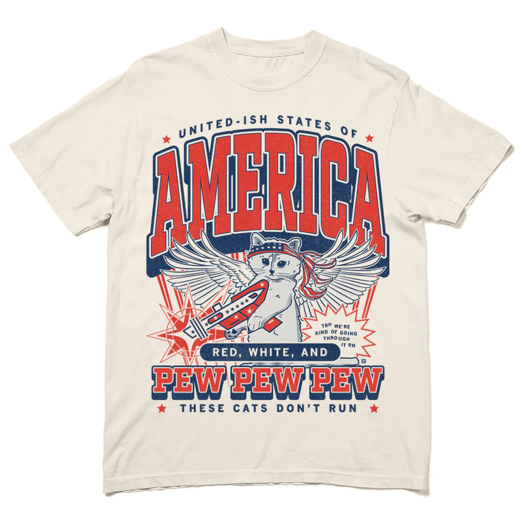 Red White & Pew Pew Pew Max Collegiate Heavyweight - Image 2