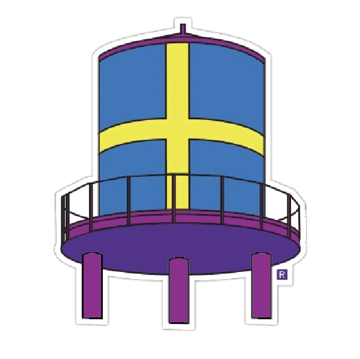 Swedish Flag Water Tower Die-Cut Sticker