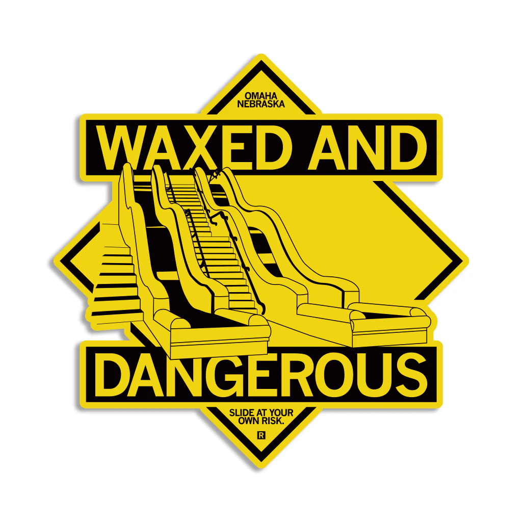 Waxed And Dangerous Black & Yellow Die-Cut Sticker