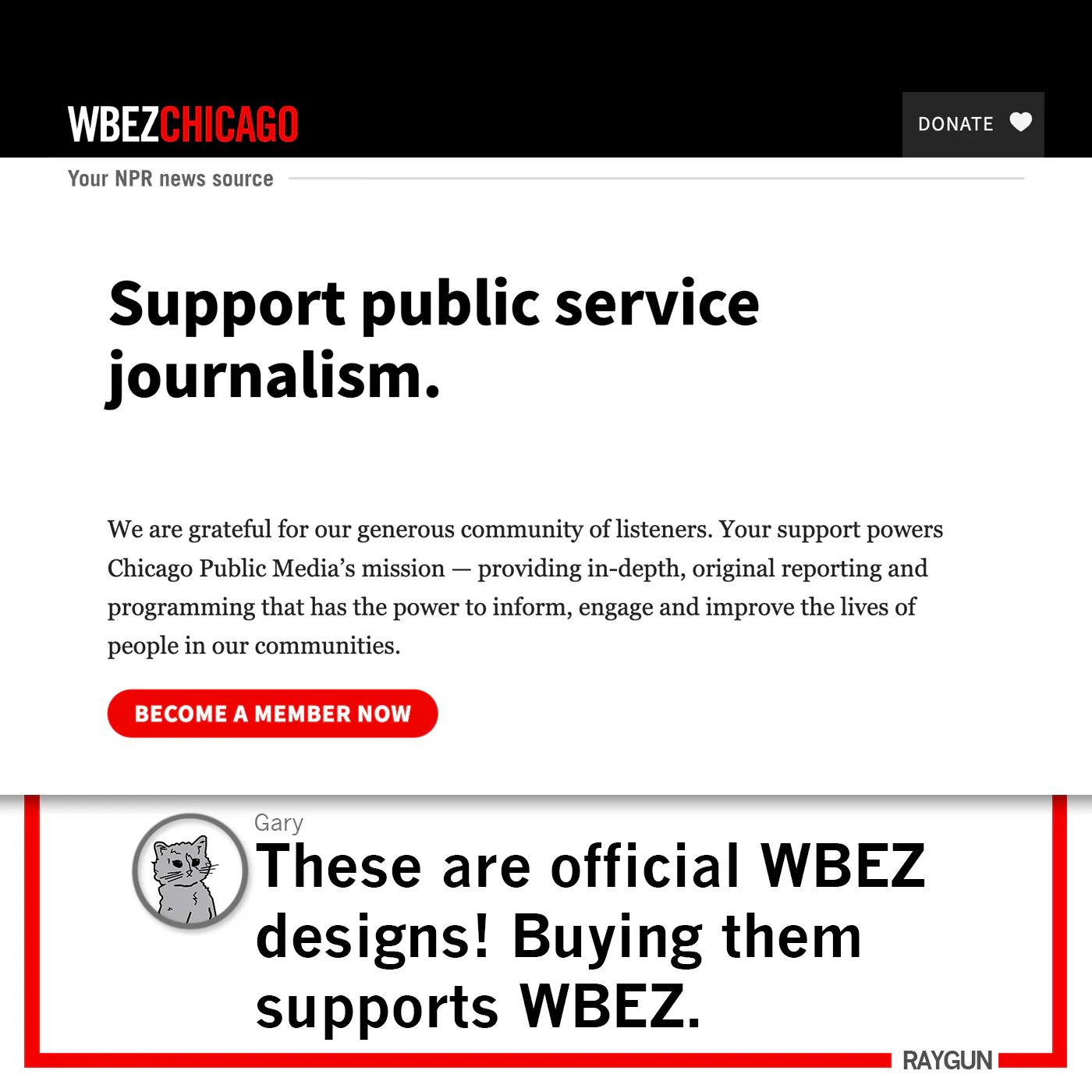WBEZ Vintage Logo Ivory Ringer - Image 3