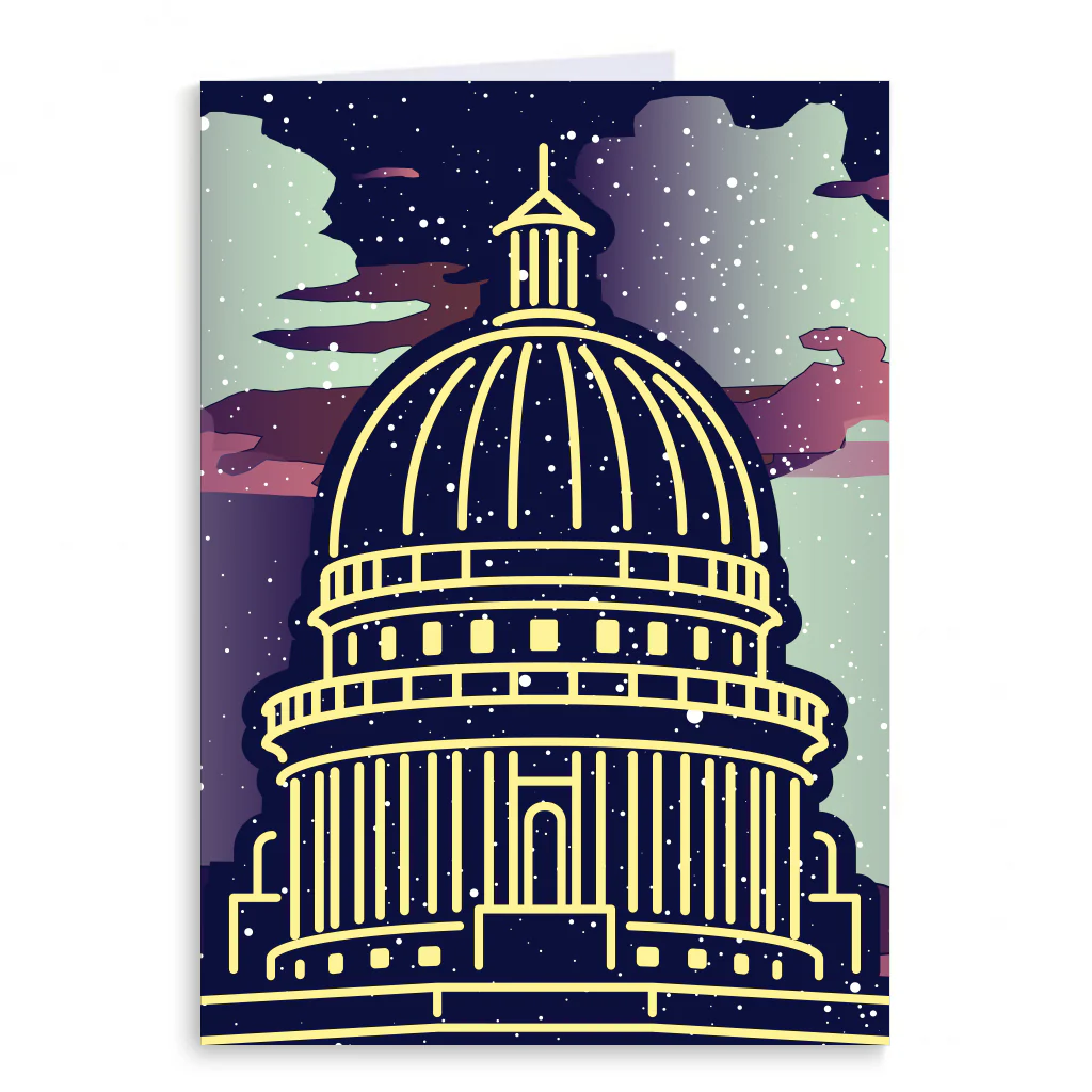 WI Capitol Holiday Illustration Greeting Card
