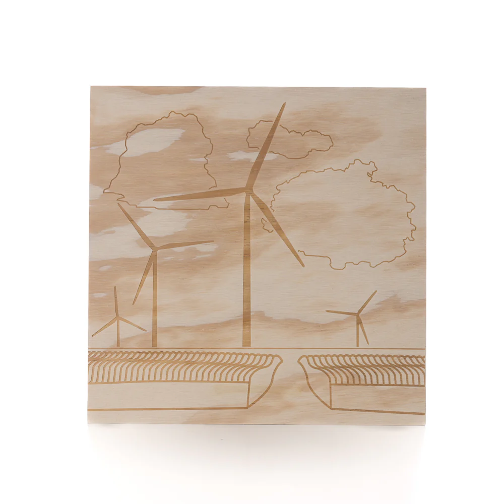 Wind Turbine Engraved Fields Wall Art