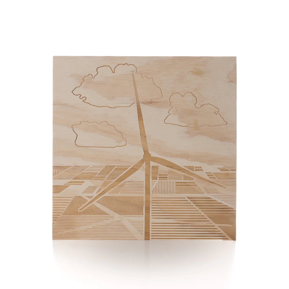 Wind Turbine Engraved Single Field Wall Art