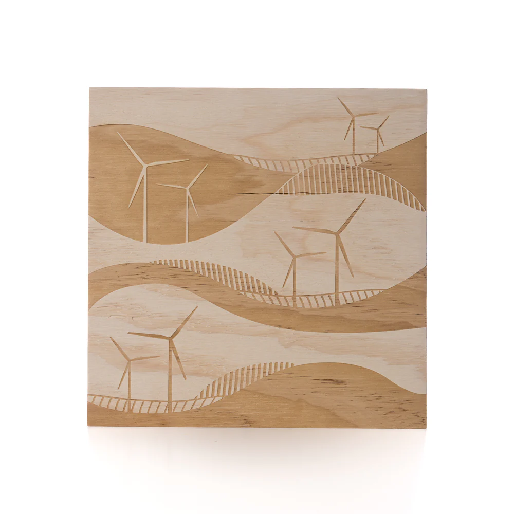 Wind Turbine Engraved Wavy Wall Art